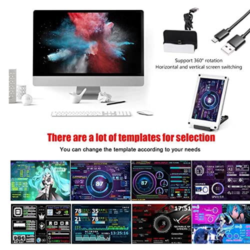Image of Acogedor 3.5 Inch IPS USB Mini Screen, Computer Temp Monitor, PC CPU GPU RAM HDD Data Monitor, PC Sensor Panel Display, with Visual Theme Editor