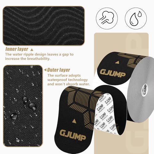 Image of Kinesiology Tape, 40 Count Precut Strips 2 Rolls Original Cotton Tape | Elastic Athletic Tape for Muscle Strain Relief & Joint Support, Latex Free Kinetic Tape, Waterproof & Breathable Sports Tape