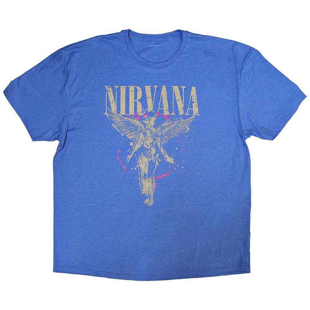 Nirvana T Shirt in Utero Band Logo Official Unisex Light Blue XXL