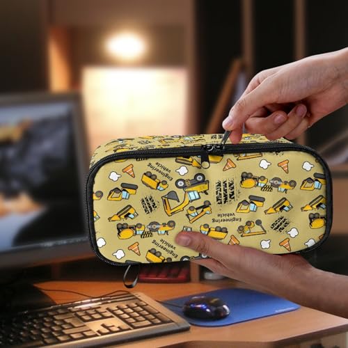 Image of Cartoon Excavator Boys Pencil Case Large Capacity,Pencil Pouch for Kids 5-12 Years Pencil Bag for Preschool Elementary Children Pencil Box for Girls Women Coin Purse for Daily