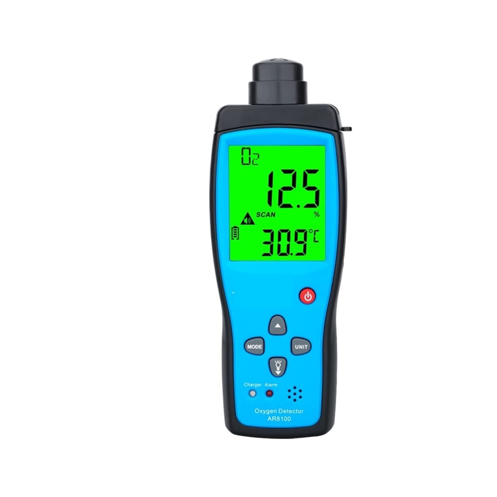 Detector de Gases, Medidor de oxígeno Digital Detector Gas O2 Alarma luz Sonido Monitor Calidad del Aire con Pantalla LCD Temperatura(AT8100)