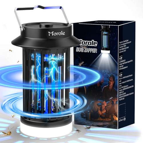Morole Bug Zapper Rechargeable Fly Killer, Mosquito Zapper with LED Light, Portable Electric Fly Traps, Mosquito Killer, Insect Pest Control for Indoor Outdoor, Home, Backyard, Patio, Camping, Fishing