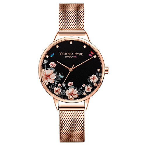 VICTORIA HYDE Mode Élégant Montres Femmes Or Rose Acier Inoxydable Montre Bracelet à Quartz Analogique Etanche