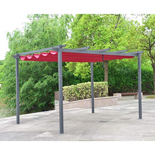 ALEKO Aluminum Patio Retractable Pergola | Outdoor Canopy | Grape Trellis Pergola | Canopy Pool Garden Gazebo | 13 x 10 Ft | Burgundy | PERGBURG10X13 - Image 4