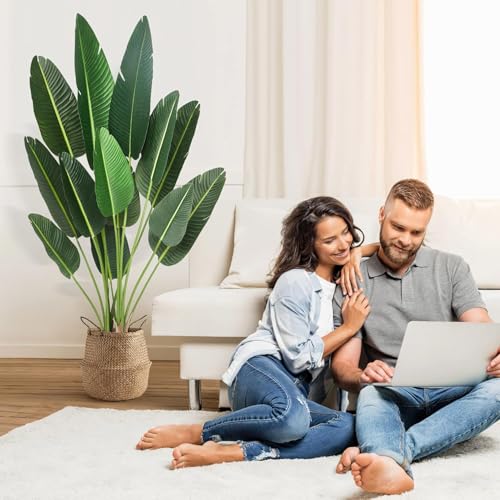 GarveeHome 72 inchs Artificial Tree Bird of Paradise Artificial Plant with 13 Trunks Fake Tree - 6 Feet Faux Plants Fake Banana Tree Plant with Pot Artificial Trees for Home Decor Indoor Outdoor