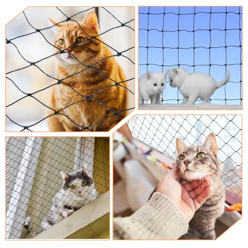 Katzennetz Balkon, 3 X 8 M Transparent Katzenschutznetz, Nylon Katzen Netz, Katzennetz für Balkon Ohne Bohren, Vogel- und Taubenschutz Balkon, Geeignet für Balkone, Treppen, Fenster, Terrassen
