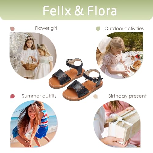 Image of Felix & Flora Toddler Girl Sandals - Little Girl Easter Dress Shoes Lightweight Open Toe Beach Holiday Flats