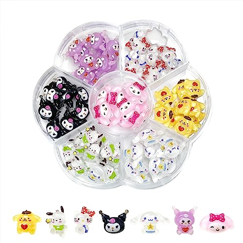 70PCS Kawaii Nail Art Charms 3D Cute Cat Resin Jelly Gummy Sweet Candy Slime Making Ornament Nail Decoration Accessories for DIY