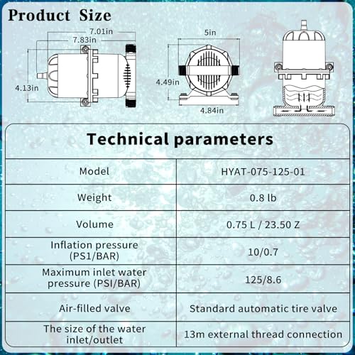 Image of 0.75L Pre-Pressurized Accumulator Tank with Internal Bladder, 125 PSI Water Pump Pressure Tank for RV Marine Boat Off-Grid Systems, Reduces Pump Cycling & Stabilizes Water Flow