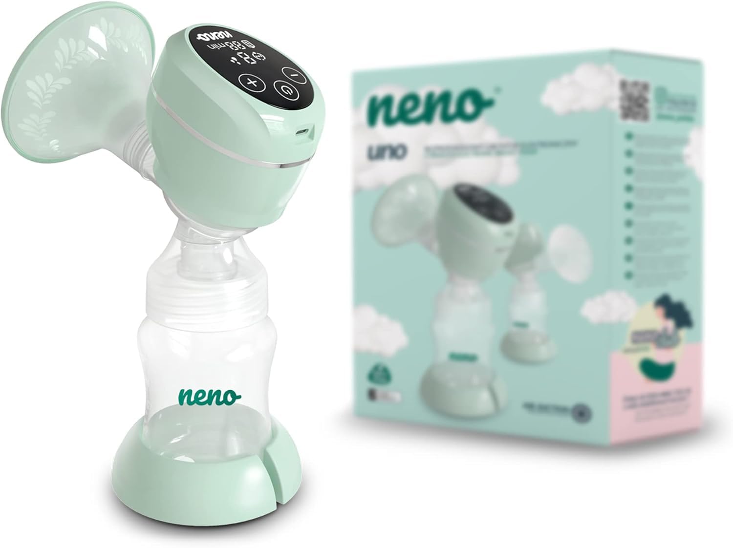 Neno Uno tiralatte elettrico portatile – pompa del latte senza fili – pompaggio del latte materno con pompa elettrica – con 2 sacchetti del latte e tettarella – 6 modalità & 9 livelli – senza BPA