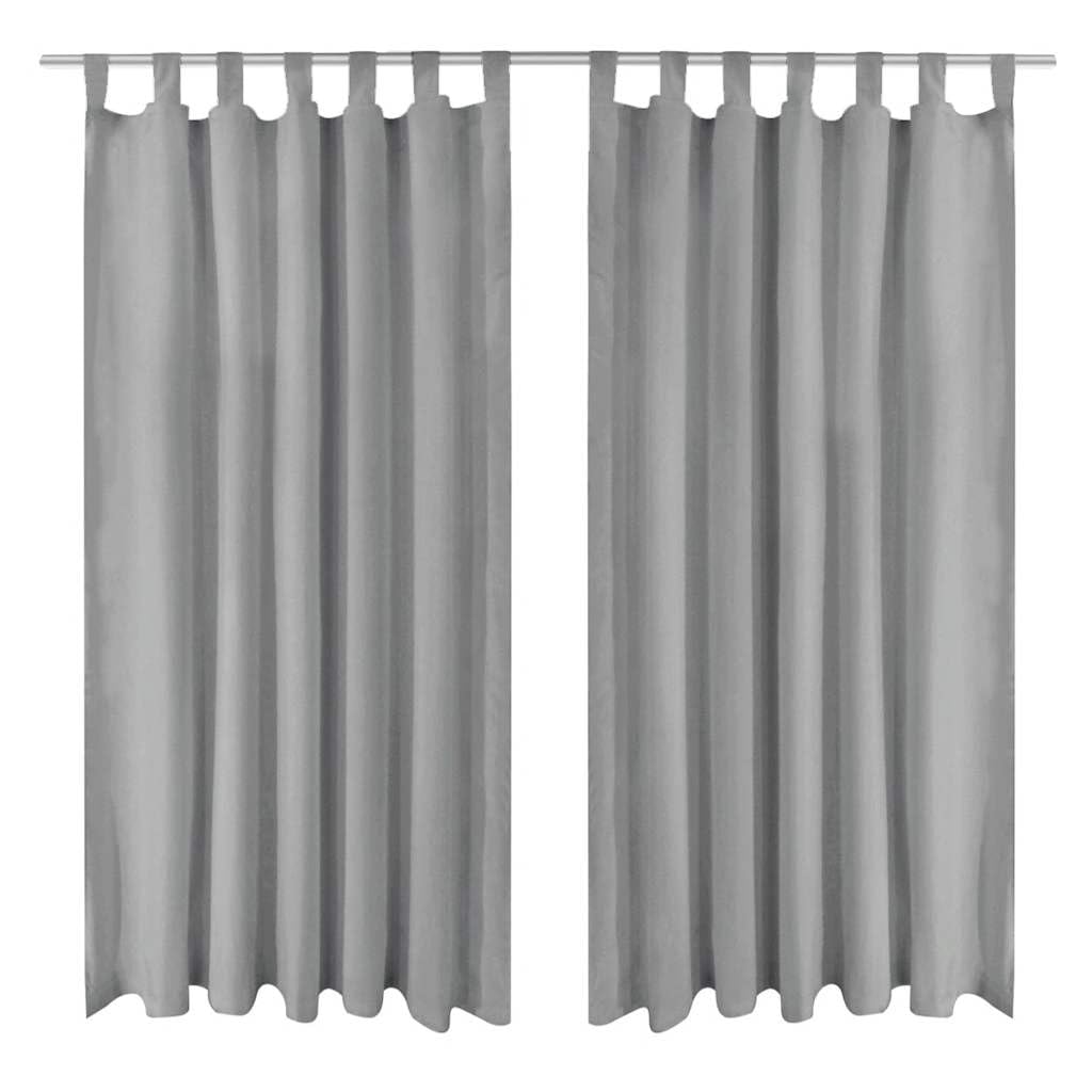 Mikro-Satin Vorhänge mit Schlaufen 2 STK. 140x175 cm Grau für Wohnzimmer Schlafzimmer Fensterdekoration Vorhaenge Gardinen Jalousie Innenbereich Raumgestaltung Einrichtung