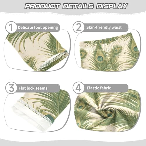 KLL Peacock Feather Pattern Little Girls Basic Leggings Stretchy High Waisted Athleisure Pants Running3