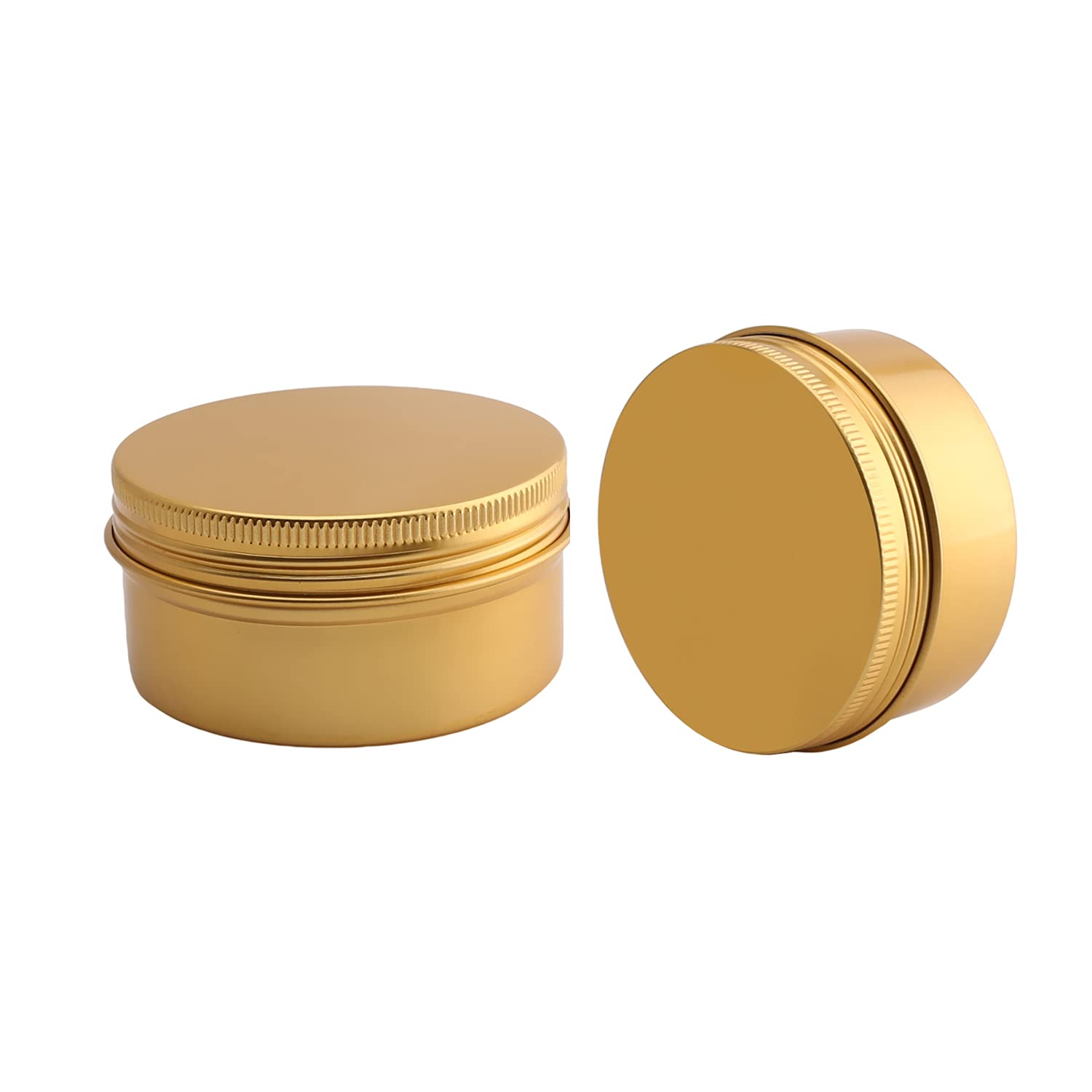 Othmro 3pcs Aluminium Tin Jars, 2.7oz Small Containers Tins with Screw Lids, Empty Can Travel Tins for Candles, Cosmetic, Soap Gloden (80ml/2.7oz)