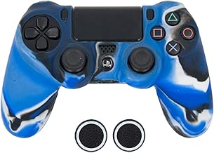 Taifond Carcasa para mando PS4 Slim Pro de silicona, antideslizante, color azul y azul