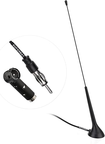 SUPERBAT Antena de coche Universal Car Stereo FM AM Antena de radio con conector de enchufe DIN para vehículo, auto, camión, SUV, radio estéreo