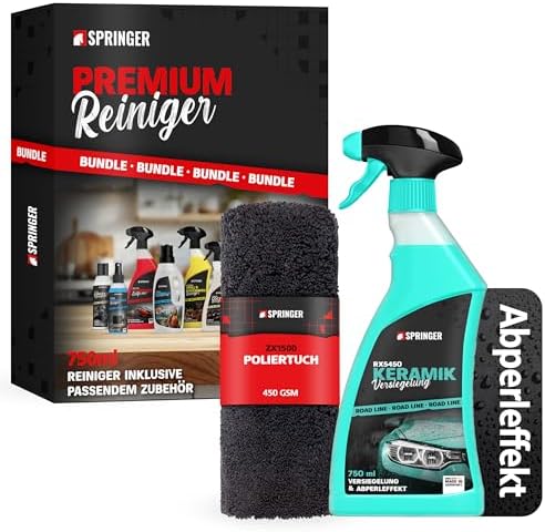 SPRINGER RX5450 Keramikversiegelung 750 ml + Poliertuch | Made in Germany | Oberflächen-Versiegelung Hochglanz | Lackversiegelung mit frischem Glanz & Abperleffekt