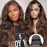 LAINSS Brown Lace Front Wigs Human Hair Chocolate Brown Wigs for Black Women 13x4 Lace Frontal Glueless Wig 180% Density Colored Human Hair Lace Front Wigs Pre plucked Wig with Baby Hair