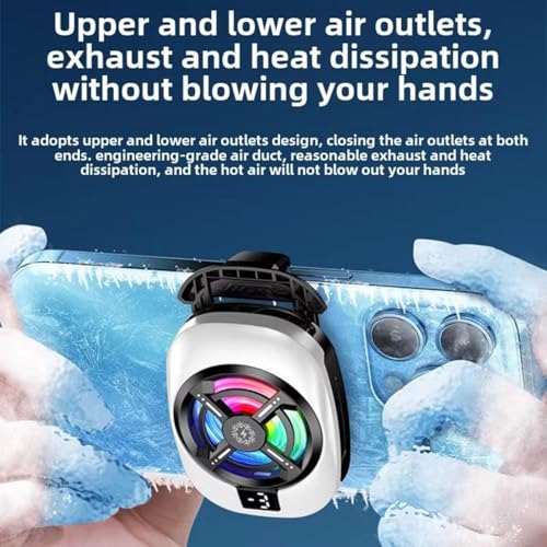 Image of TROXXON Instant Mobile Cooler with 1 /4 inch Screw Hole, Mobile Cooler with 3 Cooling Modes, LCD Display, RGB Light, Semiconductor Technology Instant Gaming Cooling Fan for IOS and Android Phones (TL-16)