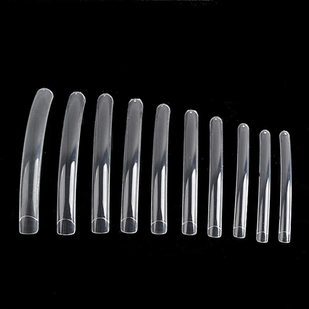 100pcs White/Clear/Natural Extra Long Curve Nail Tip UV Gel French Acrylic False Nail Art Salon long Tips (Clear)