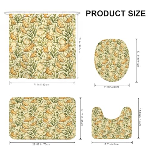 Rideau de douche en polyester imperméable beige 183x183 avec tapis de bain à motif
