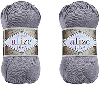 Alize Diva Yarn Hand Knitting Yarn 100% Microfiber Acrylic Yarn Alize Diva Silk Effect Crochet Yarn Art Lace Craft 2 Balls 200g 200m 348 SMOKY