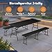 Albatros Bierzeltgarnitur 3-teilig – Tisch & 2 Bänke klappbar – Rattan-Optik, wetterfest, 10 Personen – Outdoor Sitzgruppe, 182 cm, belastbar bis 500 kg, schwarz