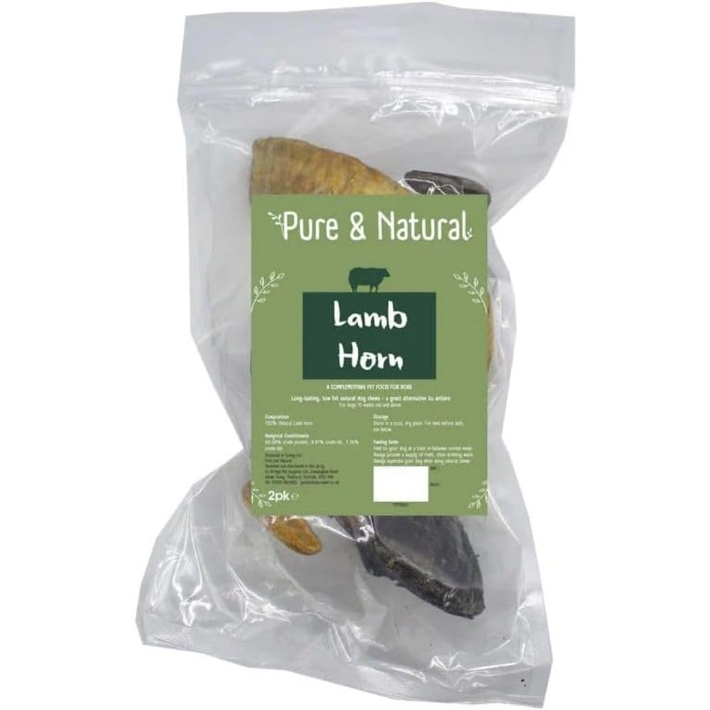 Pure & Natural Lamb Horn Dog Chews, Pack of 2