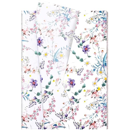 Jwssor Floral Tissue Paper Flower Tissue 20sheets 50x35 Tissue Paper for Wrapping Gifts Birthday Party Wedding