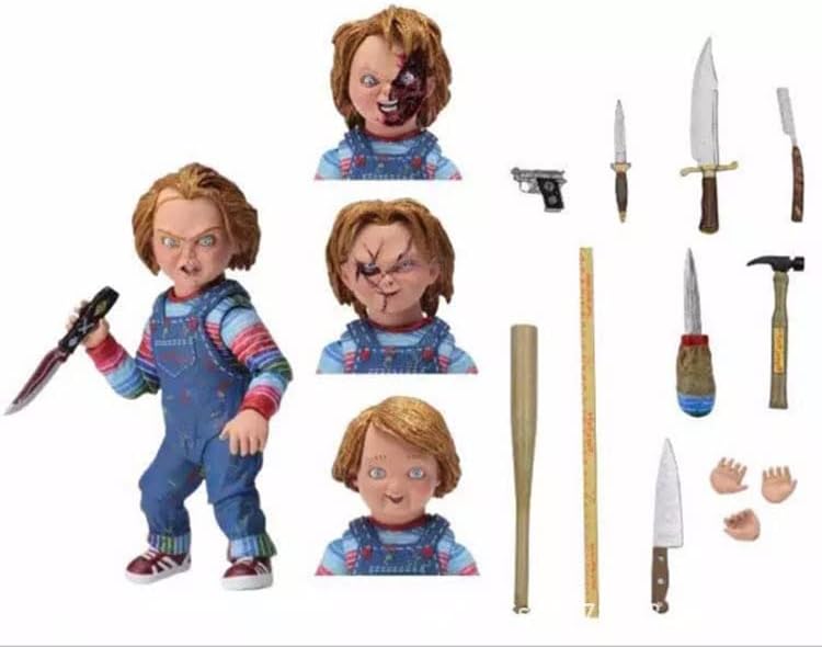 Miniatura 2 de Oymyia Childs Play Good Guys Ultimate Chucky Figura de anime linda versión Q coleccionable modelo estatua de muñeca figura de acción de 4.7 pulgadas