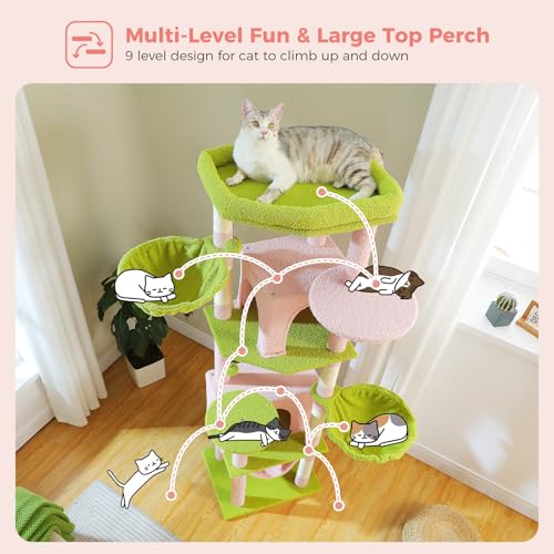Árbol para Gatos Alto de 71.2 Pulgadas con 2 Condos y 3 Hamacas miniatura 3