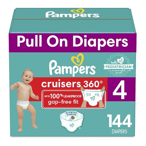 Image of Pampers Cruisers 360 Diapers - Size 4, One Month Supply (144 Count), Pull-On Disposable Baby Diapers, Gap-Free Fit