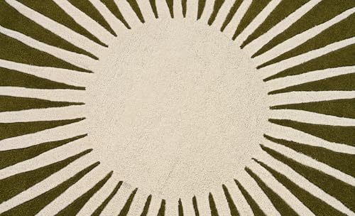 Image of Restoration and Renovation Modern Round Area Rug - Hand-Tufted with 100% NZ Wool, Thick & Soft Circular Carpet for Living Room, Bedroom & Dining Room Decor (Moss Green, 4' Round)