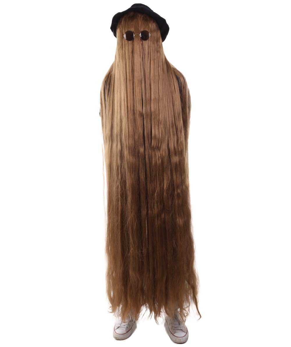 Unisex Dapper Creature 66-Inch Extra Long Styles Wig | Adult Playboy Wigs for Men and Women | Fictional Character Mysterious Hairy Costume Wig for Halloween Cosplay - Brown