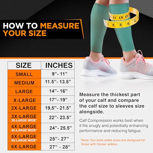 Image of Premium Calf Compression Sleeve 1 Pair 20-30mmHg Strong Calf Support Fashionable COLORS Graduated Pressure for Sports Running Muscle Recovery Shin Splints Varicose Veins Doc Miller (Teal, XX-Large)