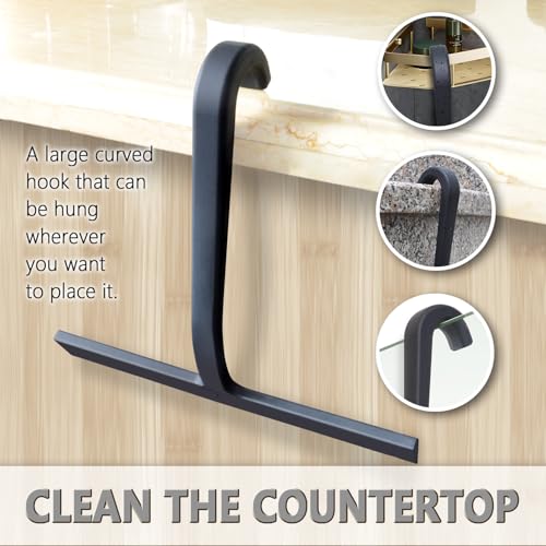 Image of Shower Squeegee for Glass Doors - 10 inch Silicone Squeegee with Built-in Hook, One-Piece Seamless Design, Streak-Free & No-Scratch Window Cleaner for Bathroom, Mirrors & Tiles Black