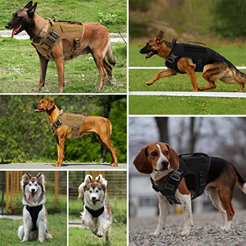 Tactical Dog Harness Vest, Military Dog Harness With Handle, No Pull Adjustable Harness Vest, Breathable Tactical Dog Training Harness Easy Control For Medium Large Dogs, Black, X-Large #TOP6
