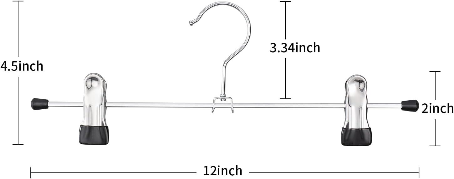 Pants Hangers with Clips 30 Pack Adjustable Skirt Hangers for Women Non-Slip Shorts Trousers Hanger for Jeans Clothes Hanger for Pants Heavy Duty Space Saving,Black 12Inch - Image 6