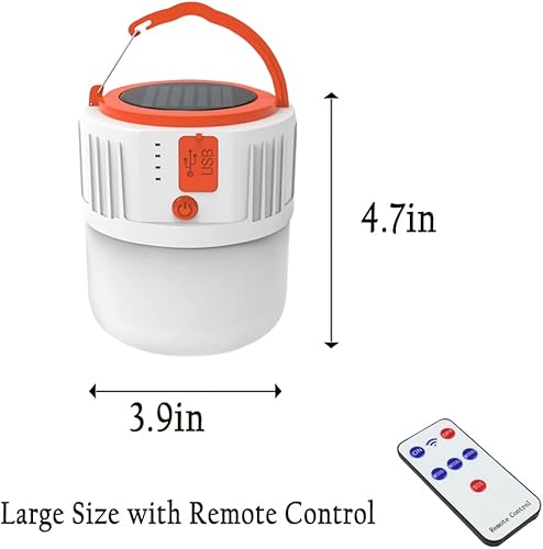 Miniatura 8 de Linterna LED lámpara solar tienda de campaña luz 100W recargable 5000mah control remoto colgante lámpara eléctrica 5 modos de luz impermeable al
