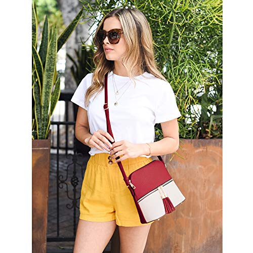 Image of SG SUGU Lunar Lightweight Medium Dome Crossbody Bag Shoulder Bag with Tassel | Zipper Pocket | Adjustable Strap