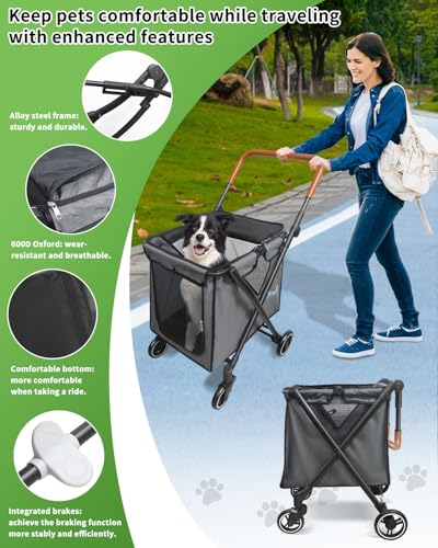 Cochecito plegable para mascotas ideal para pasear con perros y gatos cómodamente 3