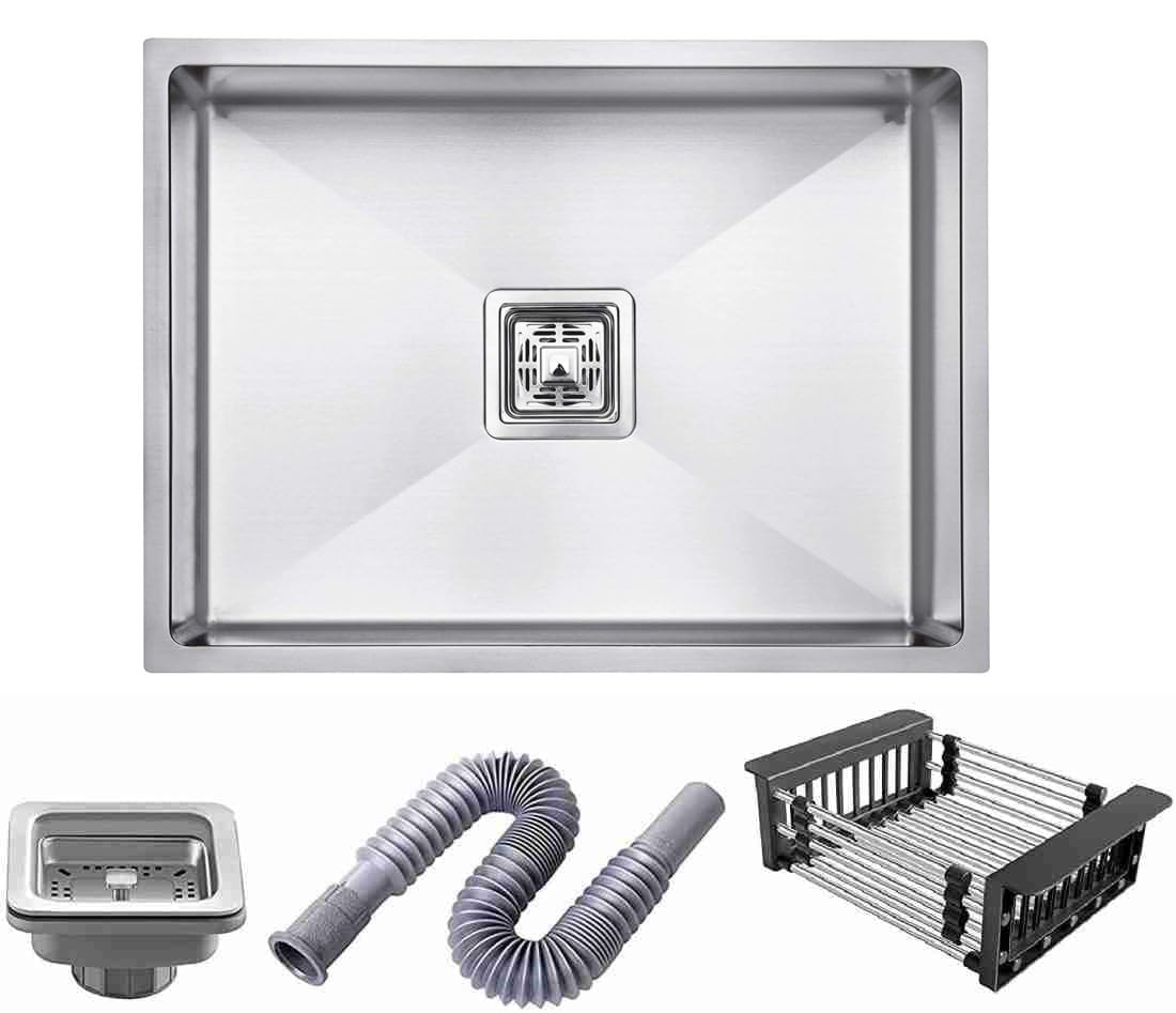 QIMAGE 304 Grade Stainless Steel Handmade Kitchen Sink With Waste Coupling, Fruit Tray and Waste Pipe (Hand Made Classic (SUS-SS-304)-24X18) (B0CTTMLD8F) Amazon Price History, Amazon Price Tracker