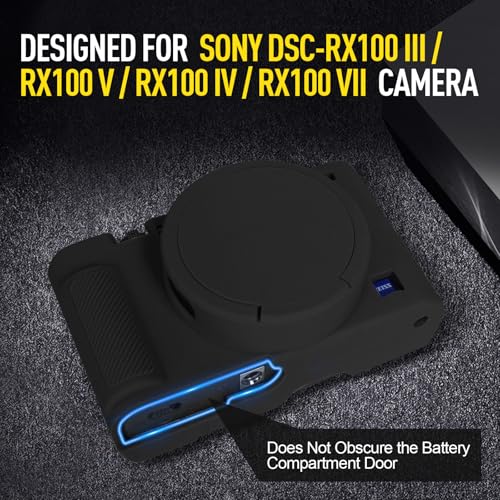 Image of Easy Hood Case for Sony DSC-RX100 IV V VI VII DSLR Camera, Silicone Camera Case Lightweight Soft Carrying Cover with Removable Lens Cover (Black)