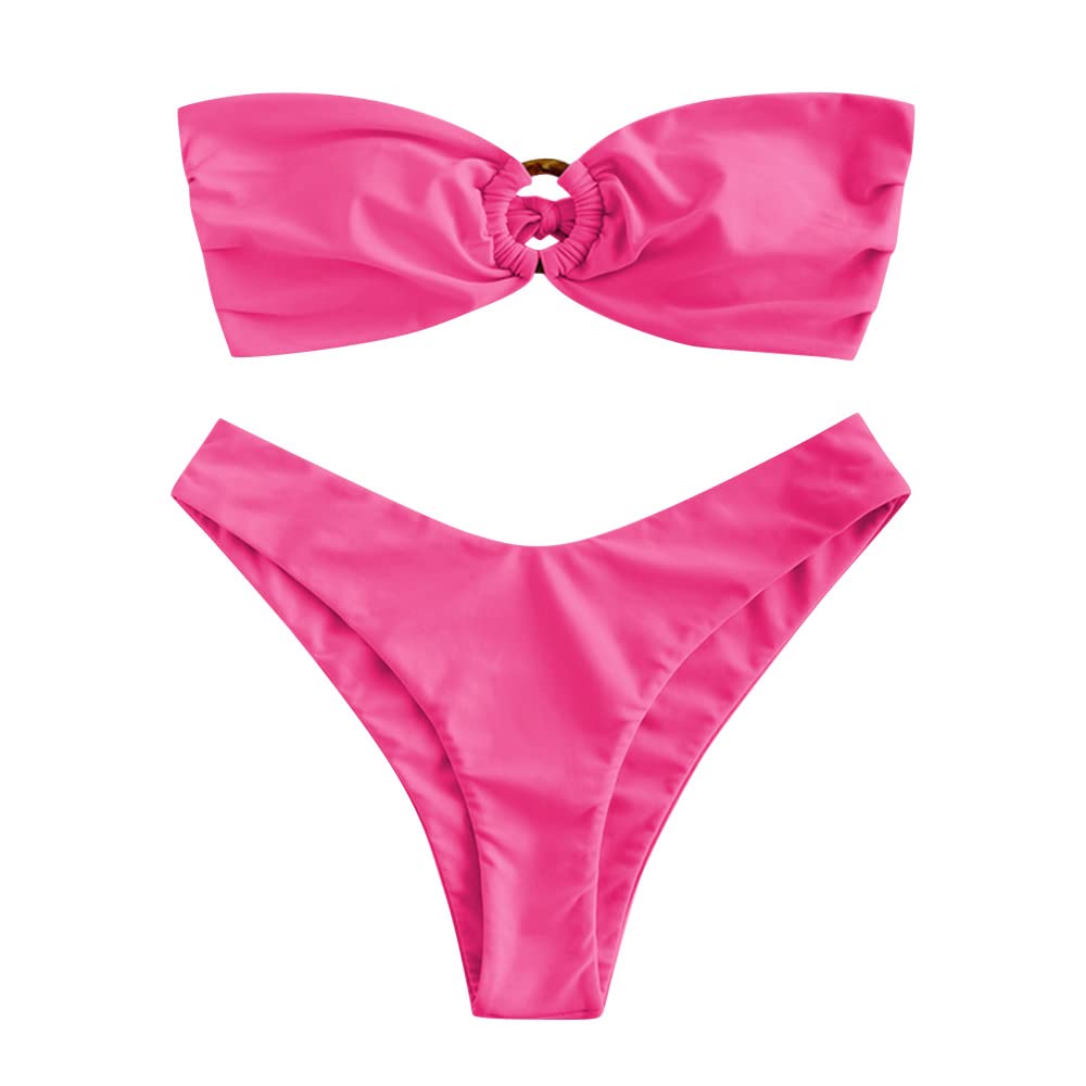 ZAFUL Set Bikini A Fascia Imbottito Stampa Floreale con Nodo Frontale Donna