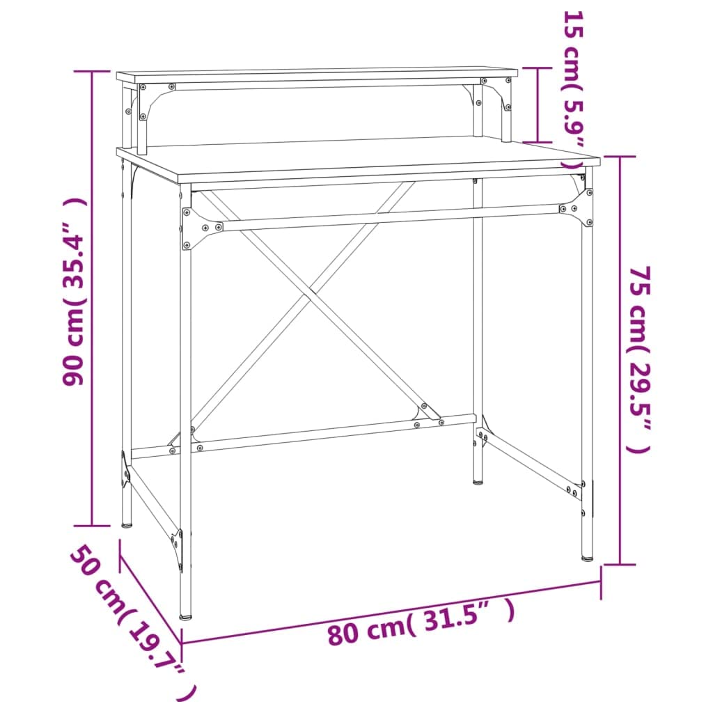 Scrivania nera 80 x 50 x 90 cm, materiale in legno e ferro, stile industriale, scrivania per computer per casa, ufficio, giochi, cameretta dei bambini, piano di lavoro stabile