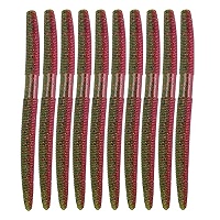 Soft Plastic Senko Worms 5.3" – Salt Impregnated Ribbed Bass Lures, 10 Pack Gun Power Lead Color - View #8
