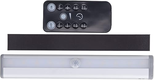 PerGar 10 luces LED para debajo del gabinete, luz blanca cálida de 2 brillos sin interrupción, luces de control remoto recargables, barra de luz LED