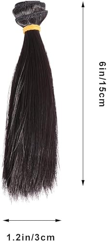 Miniatura 4 de EXCEART Peluca de cabello lacio para muñeca, 5 piezas, peluca de cabello lacio para muñeca, pelucas de muñeca para bricolaje, pelucas sintéticas de