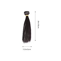 Vista 2 de EXCEART 5 piezas de pelo negro de muñeca para retocar Peluca sintética recta de muñeca para hacer peinados DIY suministros