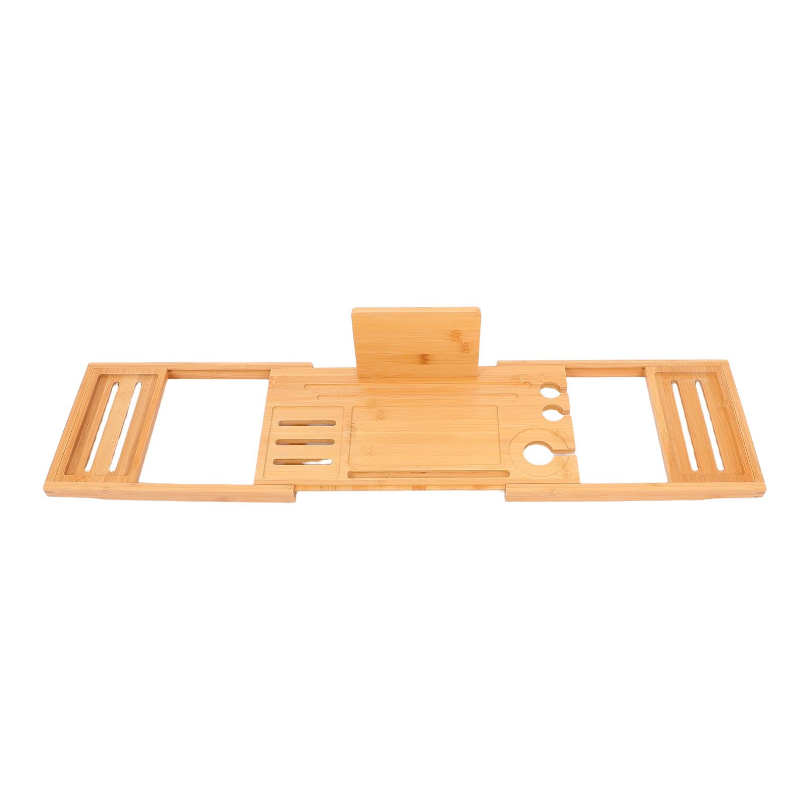 Toyvian Plateau de Bain Accessoire Élégant Extensible en Bambou et Métal Design Antidérapant et Réglable pour Salle de Bain Moderne