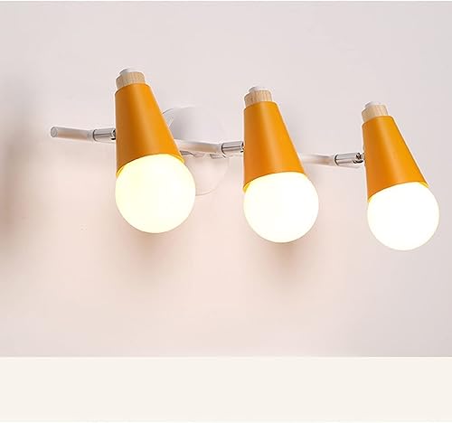 Miniatura 7 de Lámpara de pared nórdica de 3 cabezas, apliques de pared de macarrón ajustables con botón enchufable, apliques de pared con 3 luces para